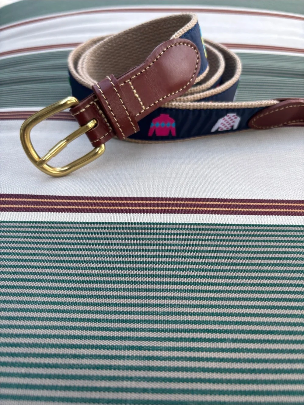 Country Club Prep Jockey Jam leather belt Size 46